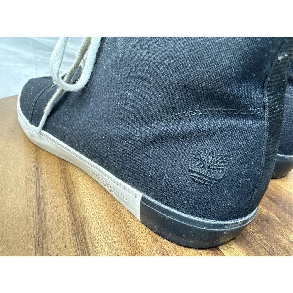 Timberland Chaka Boots 10.5 Black Canvas Mens Davis‎ Square Lace Up Black